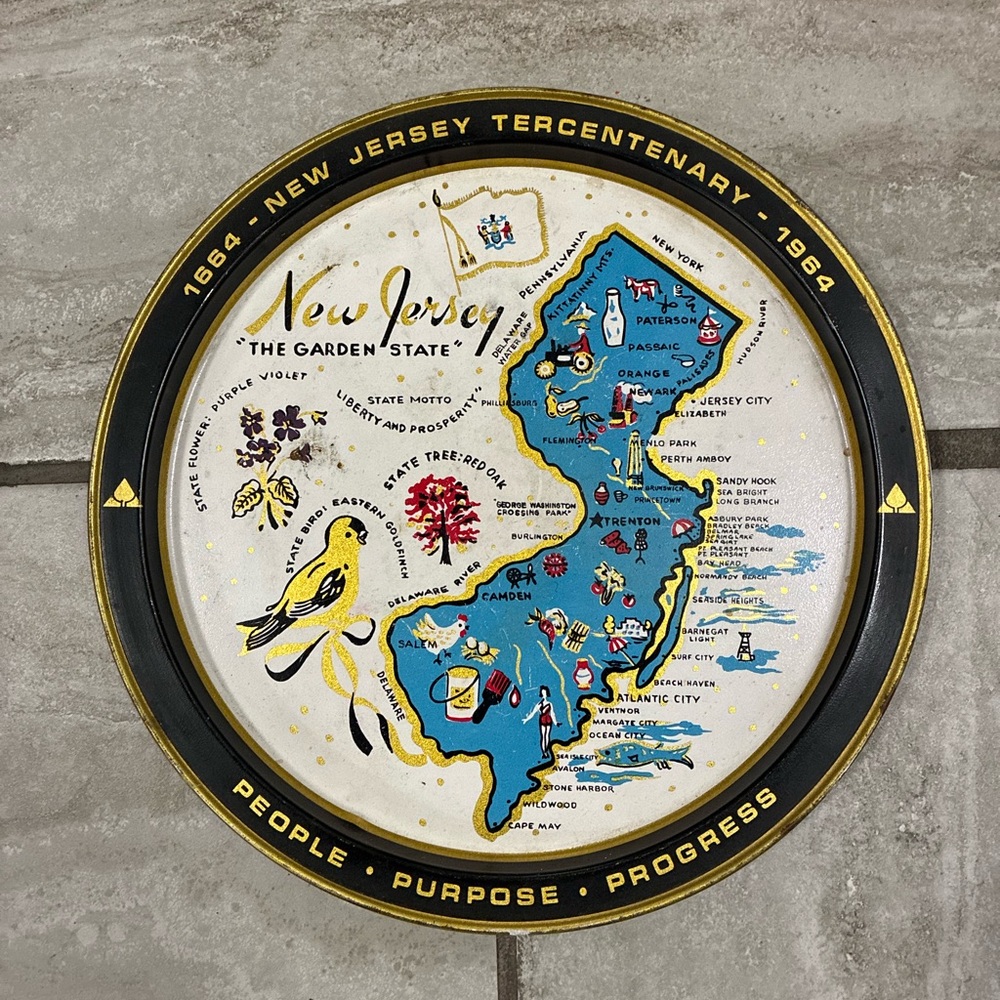Vintage New Jersey Tercentenary Decorative Tray